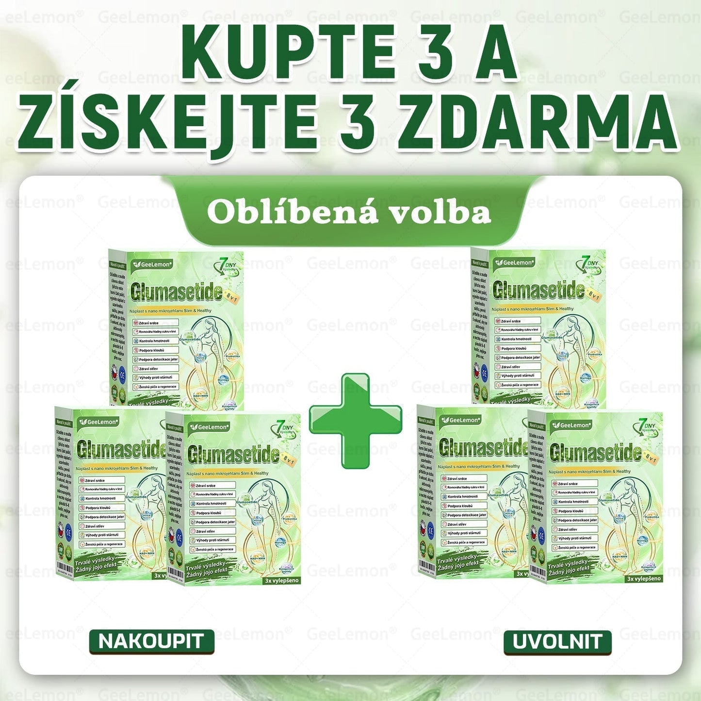 Oficiální prodejna BENU | 🎁 𝐆𝐞𝑒𝑙𝑒𝐦𝐨𝐧® Glum𝐚𝐬𝐞tide 8 v 1 – Zeštíhlující nano mikrojihlový náplast 🇨🇿 Jen 1× denně ✅ Viditelné změny za 7 dní – na obezitu, kardiovaskulární zdraví, diabetes a kloubní problémy